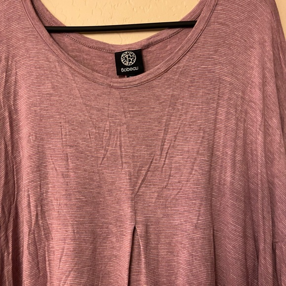 Bobeau Blush Pink Blended Stripe Print Stretchy Rayon Top - Picture 3 of 14